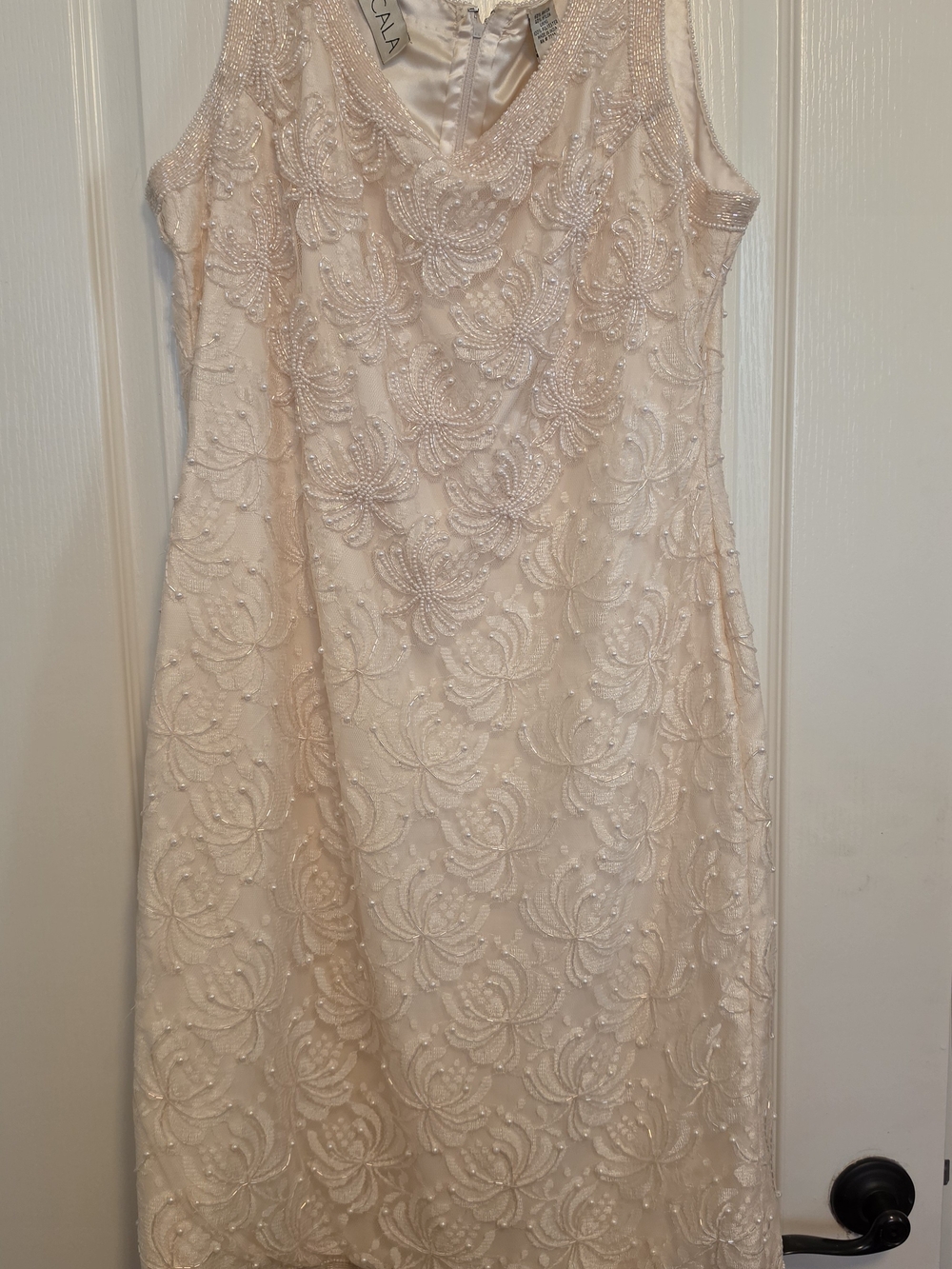 Scala Ivory Beaded Floral Midi Dress